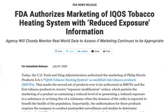 FDA cho phép một loại sản phẩm thuốc lá làm nóng là Sản phẩm Thuốc lá Điều chỉnh Nguy cơ - Giảm thiểu Phơi nhiễm.