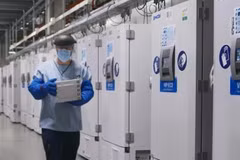 Các tủ bảo quản vắcxin ngừa dịch viêm đường hô hấp cấp COVID-19 đòi hỏi nhiệt độ siêu lạnh. (Ảnh: Reuters/TTXVN)