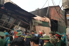 Hiện trường nơi xảy ra vụ cháy. (Ảnh: Sơn Bách/Vietnam+)