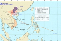 Tâm bão số 14 đã ở biên giới Việt Nam-Trung Quốc