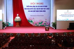 Hội nghị triển khai công tác cải cách tư pháp theo Nghị quyết số 27-NQ/TW của Ban Chấp hành Trung ương. (Ảnh: Phạm Kiên/TTXVN)