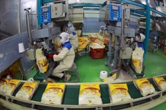 Dây chuyền đóng gọi gạo xuất khẩu của Công ty TNHH MTV Lương thực Thoại Sơn (Tập đoàn Lộc Trời). (Ảnh: Vũ Sinh/TTXVN)