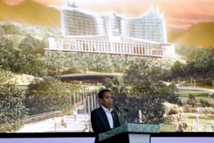 Tổng thống Indonesia Joko Widodo phát biểu về thủ đô mới Nusantara tại Tuần lễ Sinh thái ở Singapore tháng 6/2023. (Nguồn: Reuters)