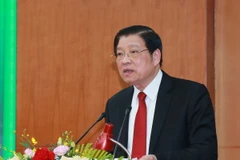 Ông Phan Đình Trạc, Ủy viên Bộ Chính trị, Bí thư Trung ương Đảng, Trưởng Ban Nội chính Trung ương, phát biểu chỉ đạo hội nghị. (Ảnh: Phương Hoa/TTXVN)