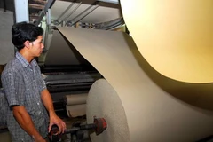 Sản xuất giấy bao bì tại doanh nghiệp 22/12, Cụm công nghiệp Quang Trung, thành phố Quy Nhơn. (Ảnh: Hồng Kỳ/TTXVN) 