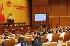 Chiều 12/11/2018, Quốc hội họp phiên toàn thể tại hội trường, biểu quyết thông qua Nghị quyết phê chuẩn CPTPP cùng các văn kiện liên quan. (Ảnh: Phương Hoa/TTXVN)