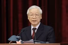 Tổng Bí thư, Chủ tịch nước Nguyễn Phú Trọng phát biểu bế mạc hội nghị. (Ảnh: Phương Hoa/TTXVN)