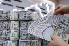 Nhân viên ngân hàng kiểm đồng USD tại Ngân hàng KEB Hana ở Seoul, Hàn Quốc. (Ảnh: YONHAP/TTXVN)