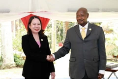 Phó Chủ tịch nước Võ Thị Ánh Xuân hội kiến Tổng thống Uganda Yoweri Kaguta Museveni. (Ảnh: Nhật Anh/TTXVN)