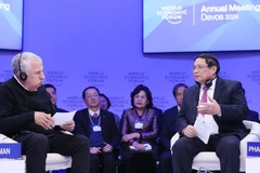 Thủ tướng Phạm Minh Chính tham gia đối thoại chính sách "Việt Nam: Định hướng tầm nhìn toàn cầu." (Ảnh: Dương Giang/TTXVN)
