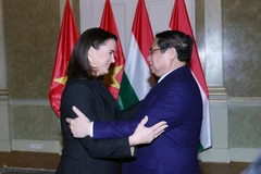Thủ tướng Phạm Minh Chính hội kiến Tổng thống Hungary Katalin Novák. (Ảnh: Dương Giang/TTXVN)