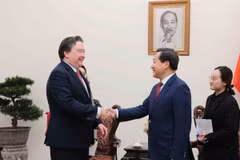 Phó Thủ tướng Lê Minh Khái tiếp Đại sứ đặc mệnh toàn quyền Hợp chúng quốc Hoa Kỳ tại Việt Nam Marc Knapper. (Ảnh: An Đăng/TTXVN)
