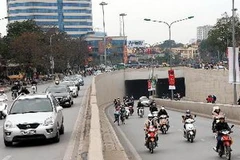 Hầm đường bộ Kim Liên thuộc nút giao thông Kim Liên-Đại Cồ Việt, công trình được xây dựng từ nguồn vốn ODA của Nhật Bản. (Ảnh: Danh Lam/TTXVN)