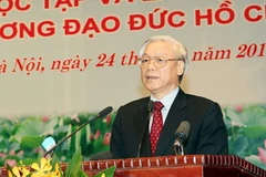 Tổng Bí thư Nguyễn Phú Trọng phát biểu tại Hội nghị. (Ảnh: Trọng Đức/TTXVN)