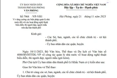 Văn bản của UBND thành phố Hải Phòng.
