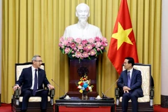 Chủ tịch nước Võ Văn Thưởng tiếp Thống đốc tỉnh Kaluga, Liên bang Nga Vladislav Valerievich Shapsha. (Ảnh: Thống Nhất/TTXVN)