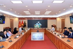Quang cảnh Hội nghị tại điểm cầu Thông tấn xã Việt Nam. (Ảnh: Tuấn Anh/TTXVN)