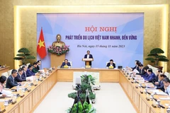 Thủ tướng Phạm Minh Chính chủ trì hội nghị. (Ảnh: Dương Giang/TTXVN)