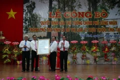 Lễ công bố quyết định thành phố Trà Vinh là đô thị loại 2. (Ảnh: Thanh Hòa/TTXVN)