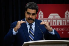 Tổng thống Venezuela Nicolas Maduro trong cuộc họp báo tại Caracas.(Nguồn : AFP/TTXVN)