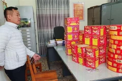 Đối tượng Vũ Hữu Vang và tang vật. (Ảnh: TTXVN phát)