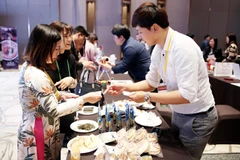 Doanh nghiệp Việt - Hàn giao lưu, giới thiệu sản phẩm. (Ảnh: Hà Thanh)