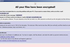 Một email đòi tiền chuộc mà hacker để lại. (Ảnh: Bkav)