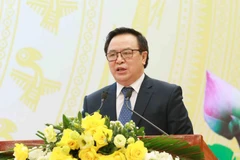 Đồng chí Hoàng Bình Quân, Trưởng Ban Đối ngoại Trung ương báo cáo tại hội nghị. (Ảnh: TTXVN)