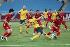 Tuyển Australia gặp nhiều khó khăn khi đối đầu Việt Nam. (Ảnh: Thành Đạt/TTXVN)