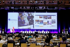 Chủ tịch Quốc hội Vương Đình Huệ dự Lễ khai mạc Hội nghị các Chủ tịch Quốc hội thế giới lần thứ 5. (Ảnh: Doãn Tấn/TTXVN)