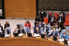 Chủ tịch nước Nguyễn Xuân Phúc phát biểu tại Phiên họp cấp cao của Hội đồng Bảo an Liên hợp quốc về an ninh khí hậu. (Ảnh: Thống Nhất/TTXVN)