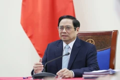 Thủ tướng Phạm Minh Chính phát biểu tại buổi điện đàm với bà Aurélia Nguyen, Giám đốc điều hành Chương trình COVAX. (Ảnh: Dương Giang/TTXVN)