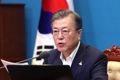 Tổng thống Moon Jae-in tại cuộc họp ở Seoul, Hàn Quốc. (Ảnh: YONHAP/TTXVN)