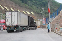 Xe xuất khẩu nông sản sang Trung Quốc. (Ảnh: Quang Duy/TTXVN)