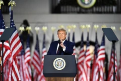 Tổng thống Mỹ Donald Trump trong bài phát biểu chính thức tiếp nhận đề cử của đảng Cộng hòa tại Nhà Trắng, Washington, DC sáng 27/8/2020. (Ảnh: AFP/TTXVN)