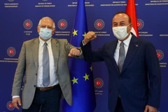 Đại diện cấp cao EU Josep Morrell (trái) và Ngoại trưởng Thổ Nhĩ Kỳ Mevlut Cavusoglu trước cuộc gặp tại Ankara ngày 6/7/2020. (Nguồn: Reuters)