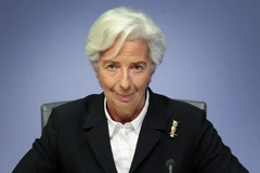 Chủ tịch Ngân hàng trung ương châu Âu (ECB), bà Christine Lagarde tại cuộc họp báo ở Frankfurt, Đức. (Ảnh: AFP/TTXVN)