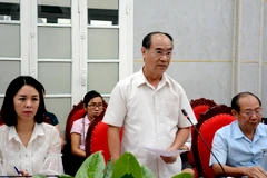 Chánh Thanh tra Bộ Giáo dục và Đào tạo Nguyễn Huy Bằng tại buổi công bố kết luận thanh tra. (Ảnh: PV/Vietnam+)