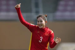 Trung vệ Chương Thị Kiều ăn mừng bàn thắng ghi được tại Asian Cup nữ 2022 ở Ấn Độ. (Ảnh: Getty Images)