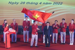 Hình ảnh Lễ xuất quân của Đoàn thể thao Việt Nam dự SEA Games 31. (Ảnh: PV/Vietnam+) 