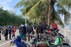 Hiện trường vụ án tại đường Lạc Long Quân (quận Tây Hồ). (Ảnh: Vietnam+)