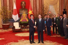 Chủ tịch nước Trần Đại Quang tiếp Thủ tướng Nhật Bản Shinzo Abe. (Ảnh: Lê Minh Sơn/Vietnam+)