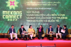 Tọa đàm về Xây dựng vùng nguyên liệu bền vững và đạt chuẩn quốc tế. (Ảnh: Trung Kiên/TTXVN)