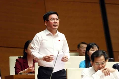 Bộ trưởng Bộ Công Thương Nguyễn Hồng Diên tham gia trả lời chất vấn, giải trình về những vấn đề có liên quan. (Ảnh: Phạm Kiên/TTXVN)