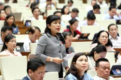 Đại biểu Quốc hội tỉnh Quảng Ninh Nguyễn Thị Thu Hà phát biểu. (Ảnh minh họa: Phạm Kiên/TTXVN)