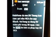 Ảnh chụp màn hình điện thoại nội dung tin nhắn của MobiFone. (Ảnh: Vietnam+)
