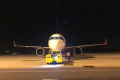 Máy bay của hãng hàng không Vietjet đưa công dân Hàn Quốc về nước. (Ảnh: CTV/Vietnam+)