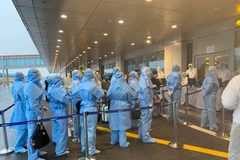 Các chuyến bay từ châu Âu về Hà Nội hạ cánh tại sân bay Vân Đồn, tỉnh Quảng Ninh. (Ảnh: VNA cung cấp). 