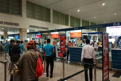 Hành khách làm thủ tục chuyến bay của Jetstar Pacific từ Thành phố Hồ Chí Minh-Hà Nội trong chiều ngày 15/4. (Ảnh: Tiến Sỹ/Vietnam+)