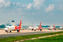 Máy bay của hãng hàng không Vietjet Air. (Ảnh: CTV/Vietnam+)